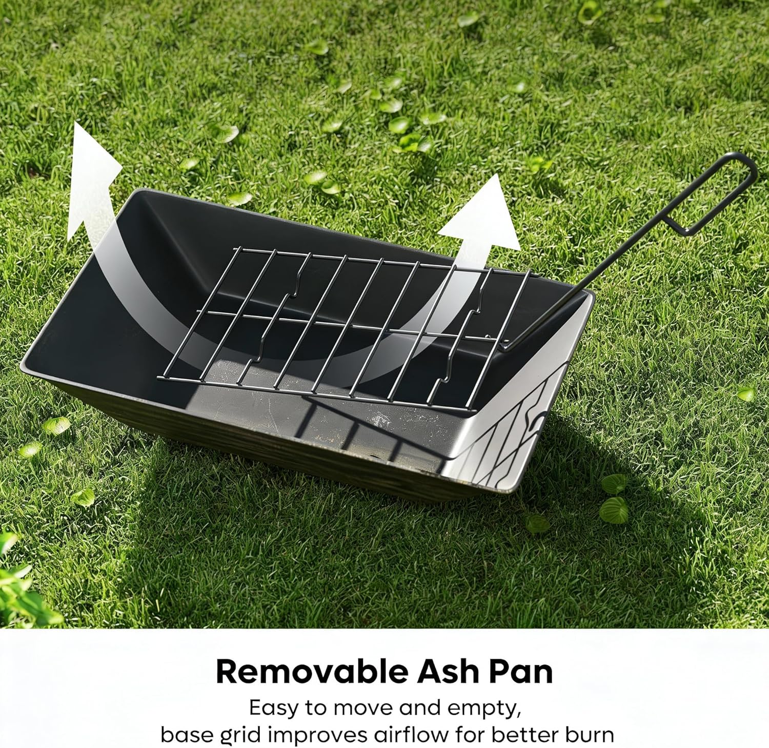 37 Inch Outdoor Fireplace, Wood Burning Fire Pit for Patio with Built-in Log Storage, Steel Rectangular Fire Table with Poker for Camping, Garden, Backyard, Antique Brass