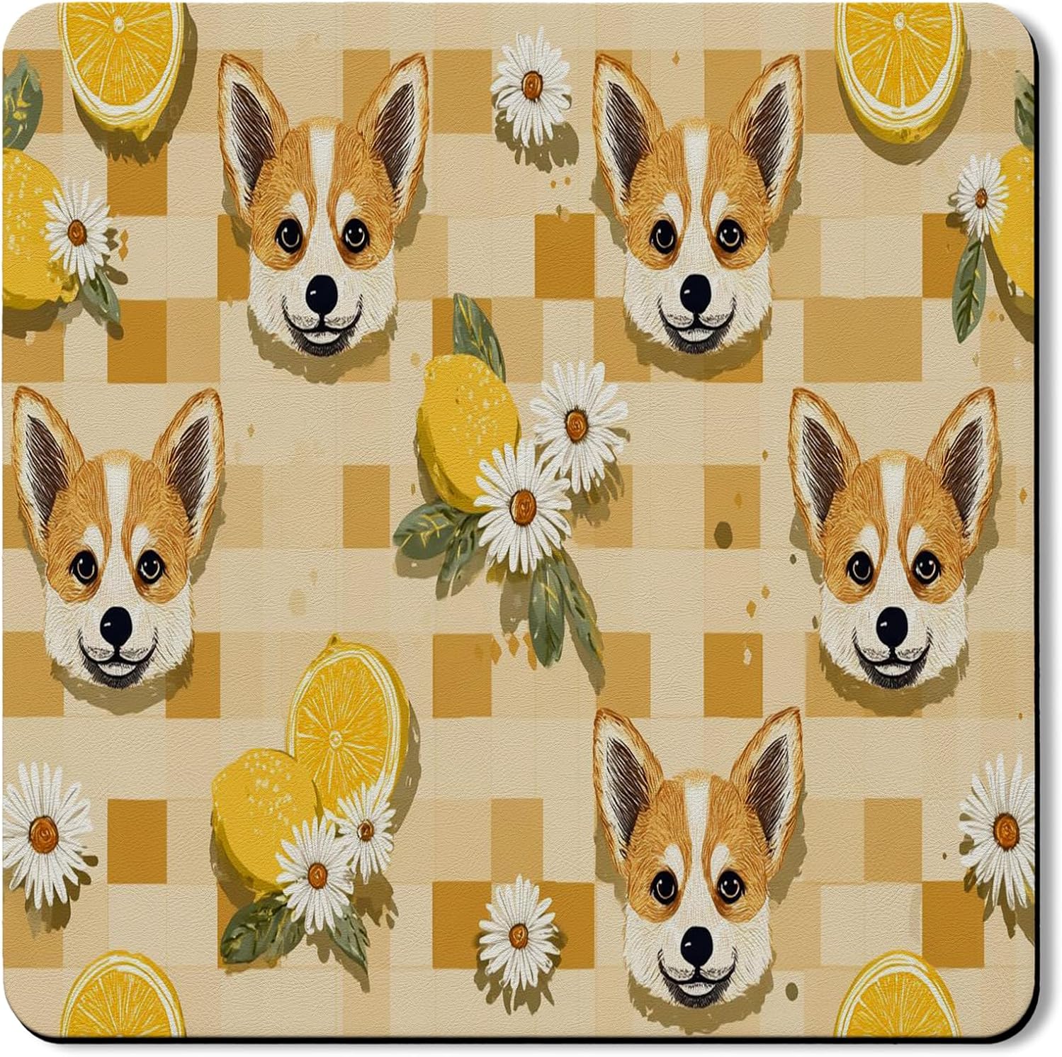 Corgi Washer Dryer Top Protector Mat, Vintage Animal Patterned Laundry Machine Dust Cover, Spring Inspired Rubber Anti-slip Waterproof Washer And Dryer Mats for Laundry Room 24x24 Inch
