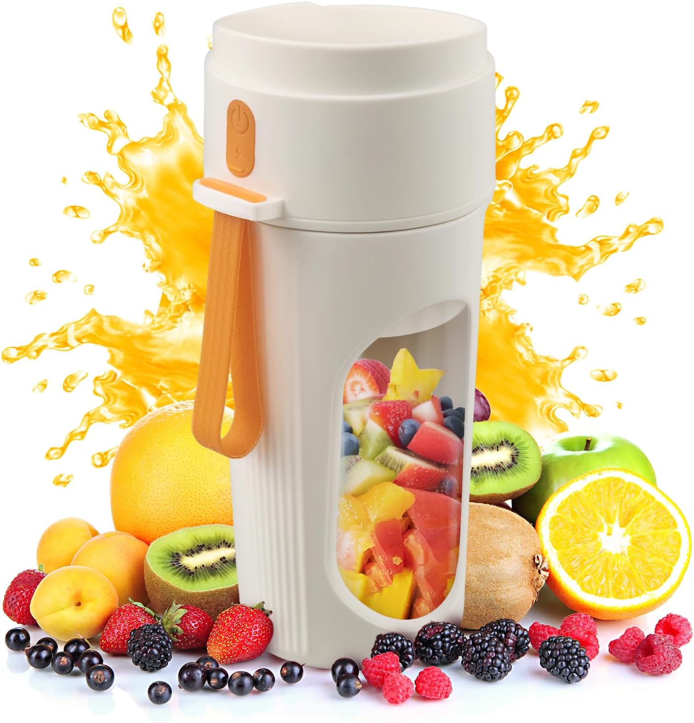 Portable Blender for Smoothies, Dishwasher Safe Personal Blender for Shakes and Fresh Juices, 15 Oz BPA Free Portable Bottle with 12-Blade, Rechargable Sport Bottle Compact and Easy to Clean