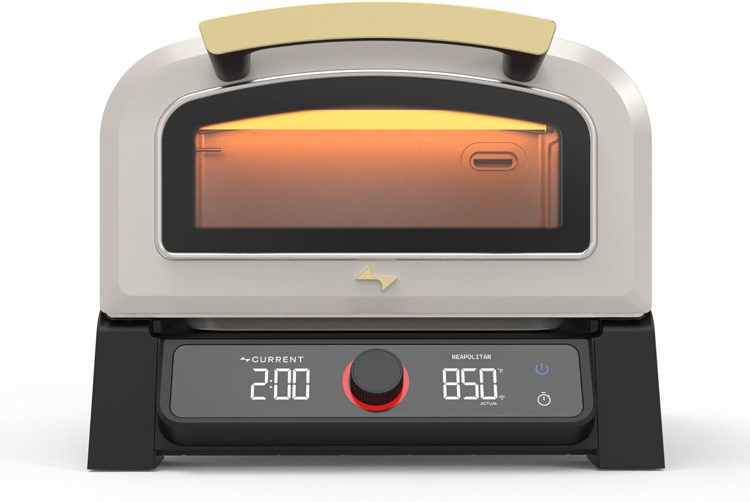Current Model P Smart Electric Pizza Oven, 12-Inch, 850°F Max, 8 Cooking Modes, App Connectivity for Temperature Monitoring & Custom Cooking Times, Compact for Indoor & Outdoor Use, Beige