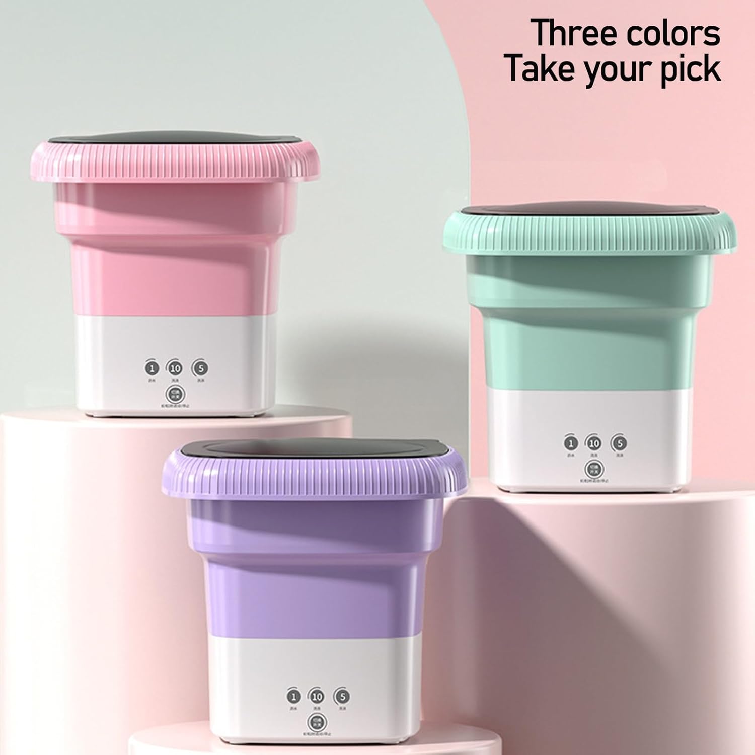 DELURA Foldable Washing Machine with Drain Basket Mini Portable Washing Machine, Portable Washer Machine-6L Capacity (Color : A)