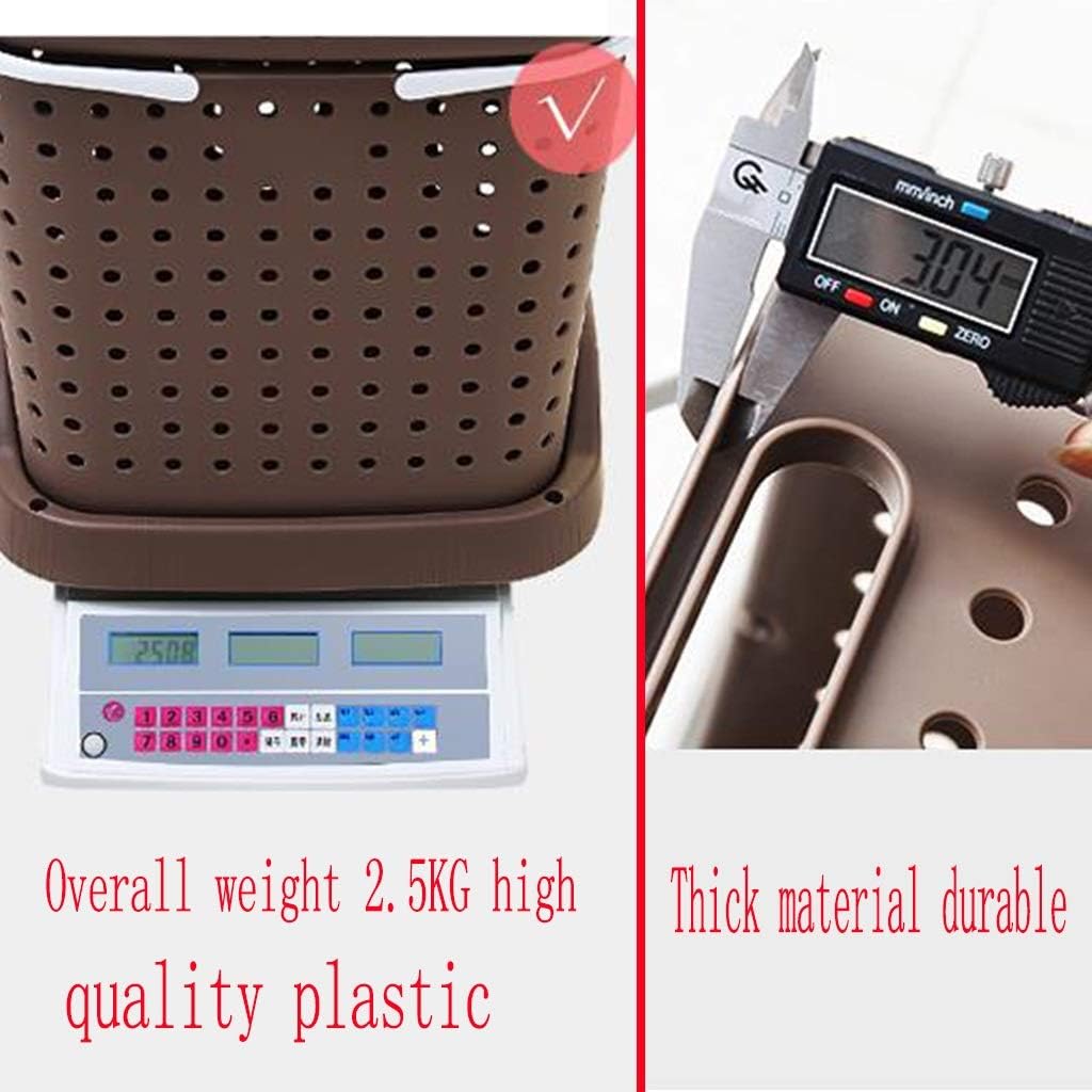 Laundry basket laundry bucket three-layer classification and wheels laundry basket bedroom balcony washing machine plastic laundry basket (Color : Gray Size : 44*32.5*103cm) (Brown 44*32.5*103cm)