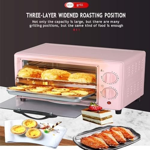 12L Pink Mini Oven Air Fryer - Multi-Function Convection Toaster Oven for Countertop Cooking, Perfect for Baking, Roasting & Air Frying, Space-Saving Design