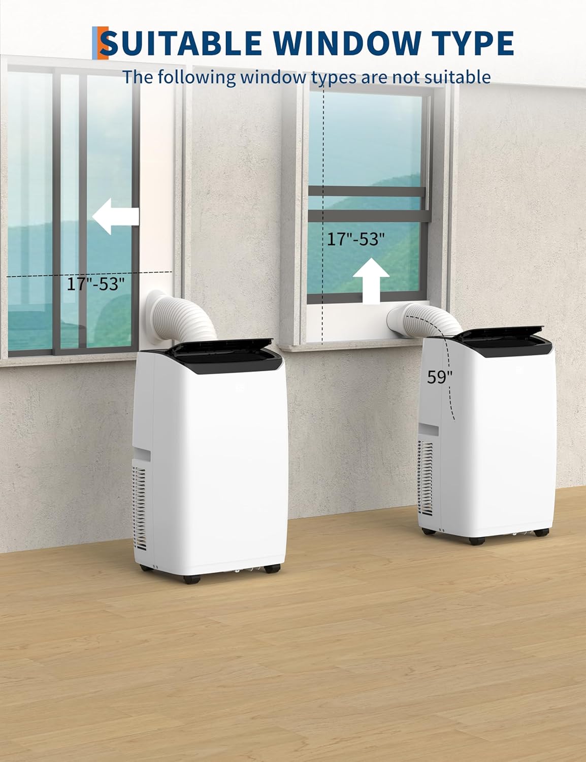 Portable AC Unit for Bedroom, 14000 BTU Air Conditioner for Rooms up to 750 Sq.Ft, 3-in-1 Energy Efficient AC Unit for Room with Fan, Dehumidifier 24H Timer & Remote Control, Black Top