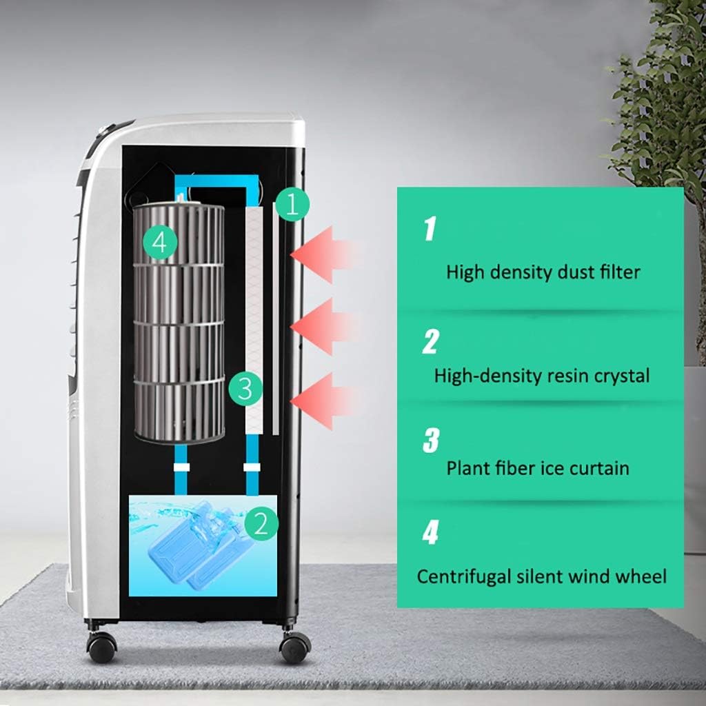 Portable Air Conditioner Fan COLD AIR FAN Standing Water- Cooled Space Air Coolers Evaporative 3 Speed Control Tower Fan Personal Floor Living Room Gold+Black