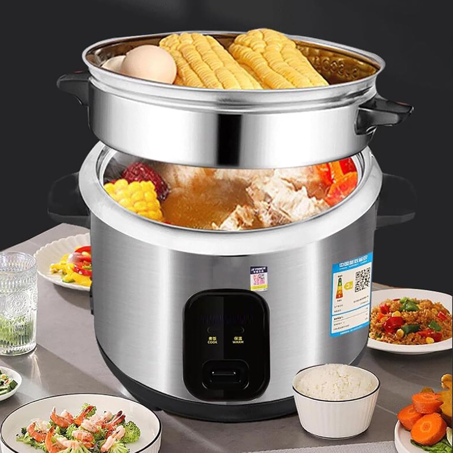 Electric cooker Rice Cooker Home Intelligent Insulation Multi-function 304 Stainless Steel Inner Pot Spoon Steamer And Measuring Cup Dormitory Small Appliances(2L)