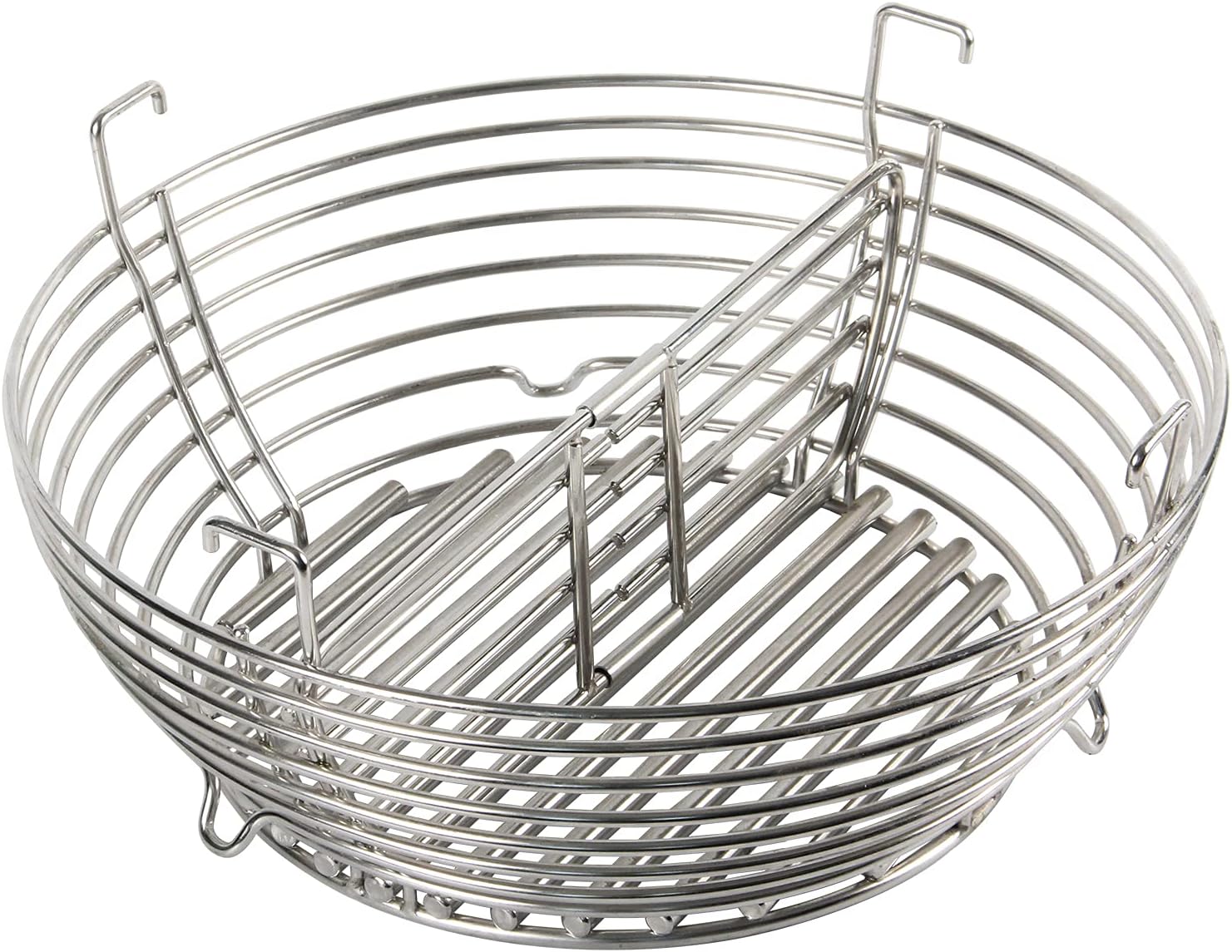 VANKEY Lump Charcoal Fire Basket with Removable Divider Charcoal Basket for Kamado Joe Classic Series, Large Big Size Green Egg Stainless Steel Grill Ash Baskets