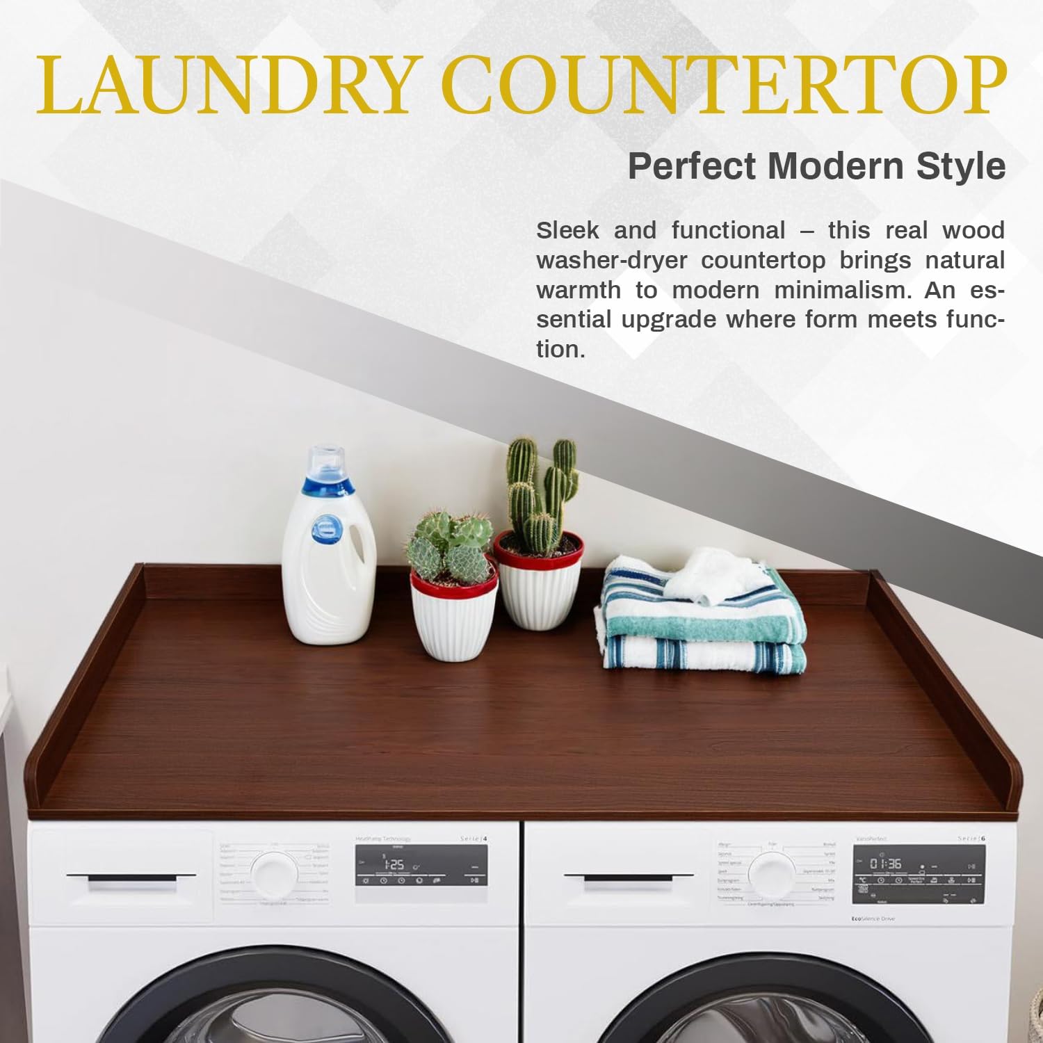 Wooden Washer Dryer Countertop Cover 54