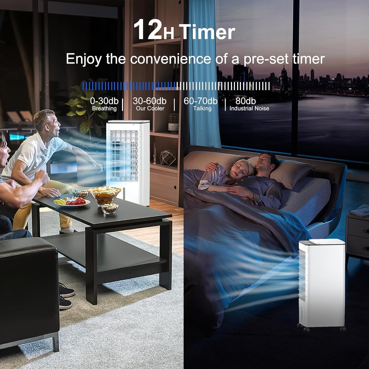 Portable Air Conditioner Evaporative Air Cooler with 7L Water Tank Remote Control 12H Timer 120° Oscillation Ice Boxes 3 Modes 3 Speeds Portable Cooling Fan Humidifier for Bedoom Home Office