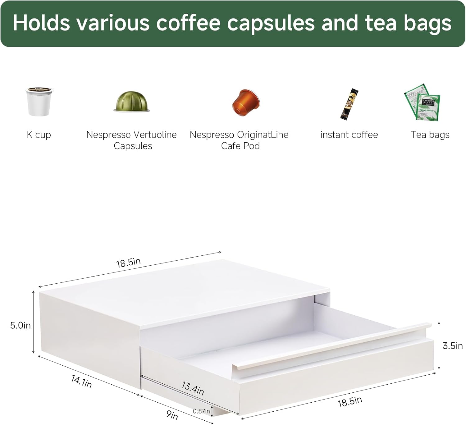 Kitchen Countertop Organizer Appliance Stand with Pull-Out Drawers & Shelves, Carbon Steel Kitchen Organizers and Storage for Microwave Oven Coffee Maker & Small Appliances