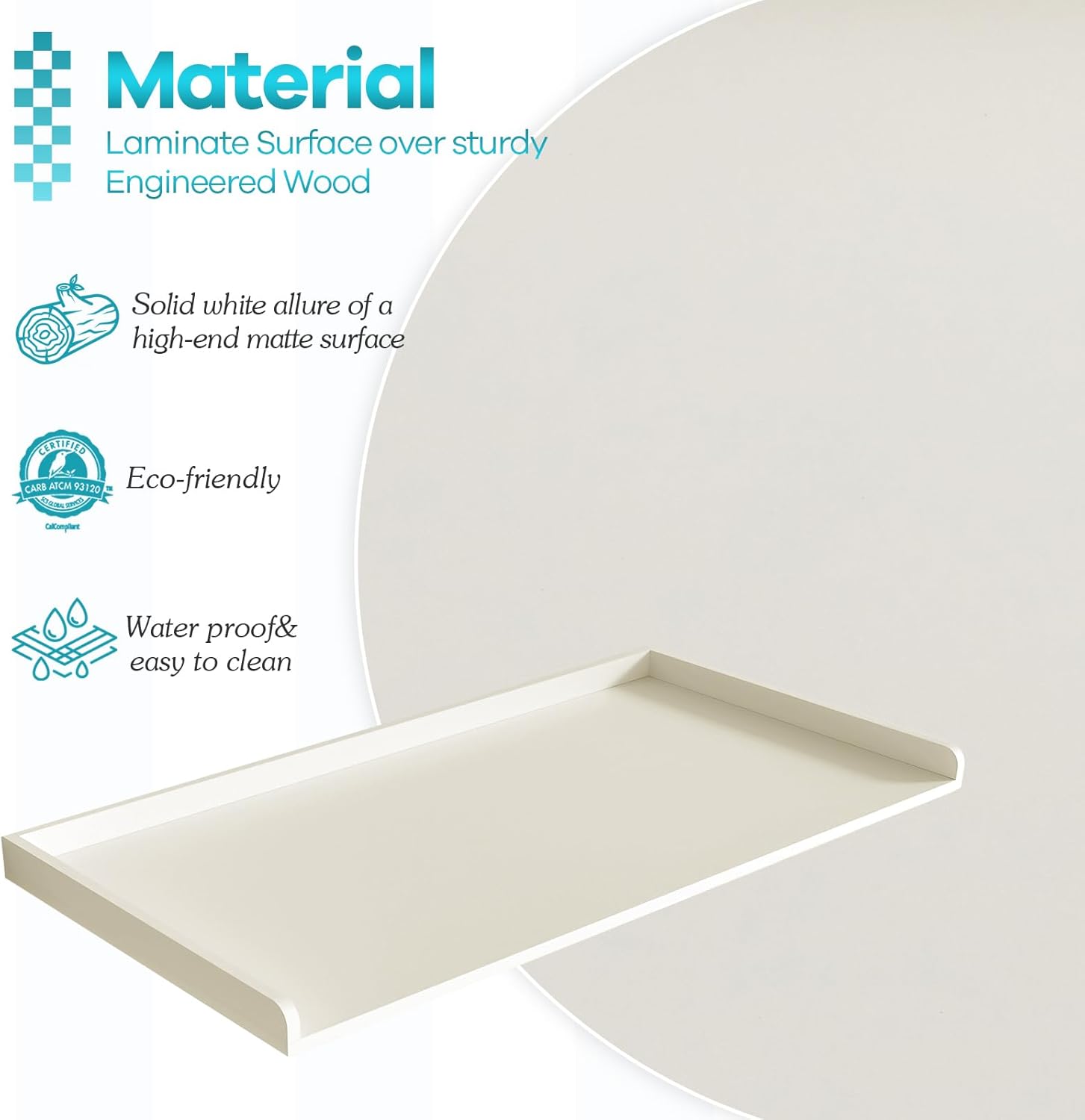 Kaboon Washer Dryer Countertop, Melamine Countertop with Edge Rails - 27.5