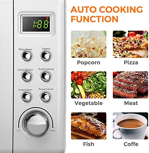 MAT EXPERT 0.7 Cu.ft Compact Microwave Oven, Digital Timing & Child Lock, Small Microwave w/Glass Turntable & 6 Preset Buttons, Delayed Start Function, 700W Mini Microwave w/5 Micro Power (White)