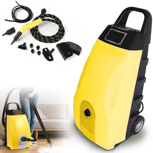 High Pressure Handheld Steam Cleaner - 2500W Portable Steamer with 9 Brush Heads for Deep Cleaning Carpets, Ovens, Bathroom Tiles, and Car Interiors - Blue