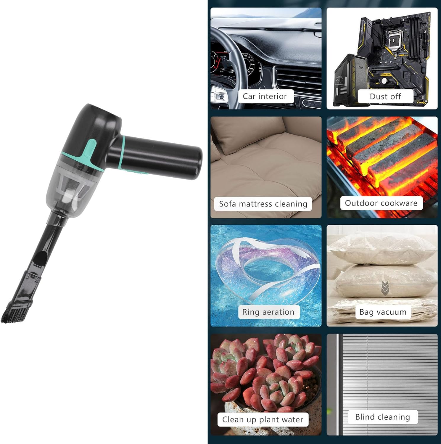 Handheld Vacuum Cleaner 90W 90000RPM 18500pa Strong Suction Force 3 Gear Cordless Vacuum Air Duster for Car Interior Home Blinds