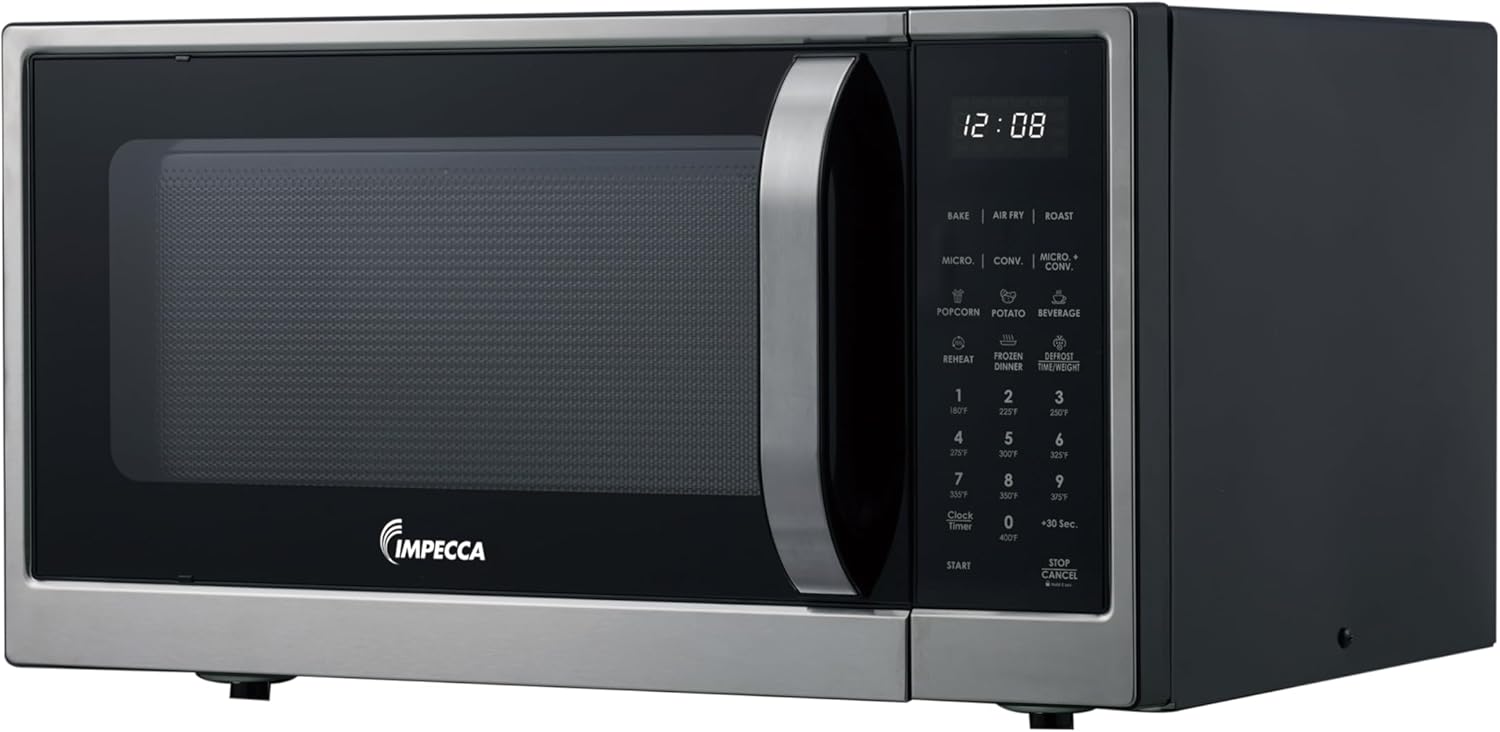 Impecca 1.3 Cu. Ft. Microwave Oven with Powerful Convection, Air fry, Roast, Large 12.8
