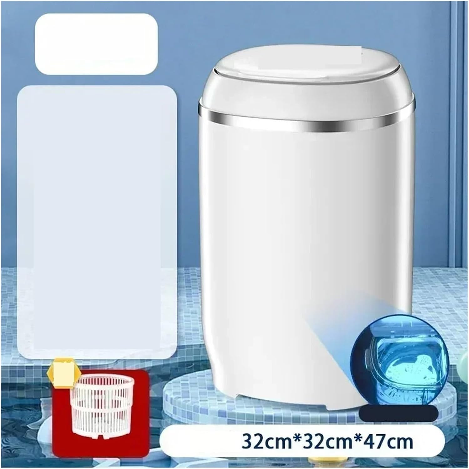 Portable Automatic Washing Machine For Household Fantastic For Washing Underwear And Socks,for Travel,Camping, RV & Dorms(White)