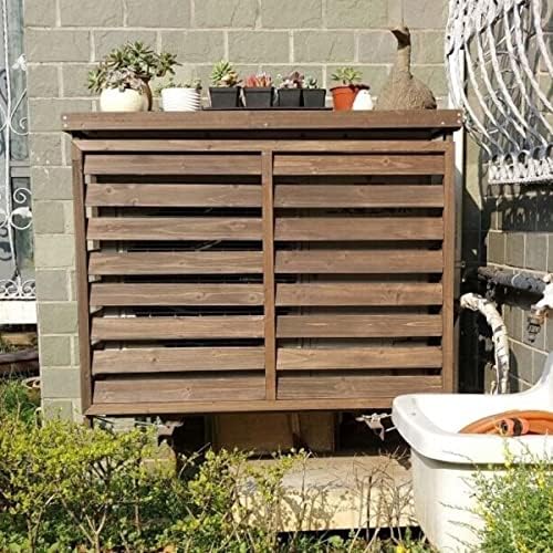 Air Conditioner Covers For Outside Units Outdoor Wooden Air Conditioning Cover Wooden Flower Stand Waterproof Privacy Screen Solid Wood Air Conditioner Outer Frame Breathable (Size : B)