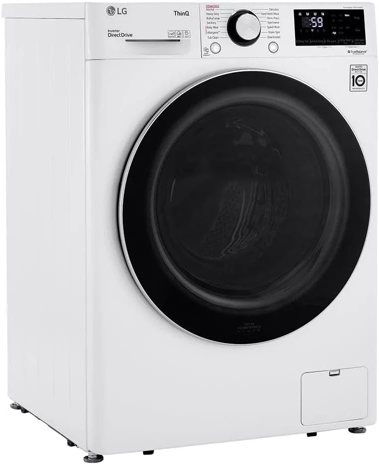 24 in. W 2.4 Cu. Ft. Compact Stackable Smart Front Load Washer in White with Steam and AI Fabric Sensor/Smart Pairing