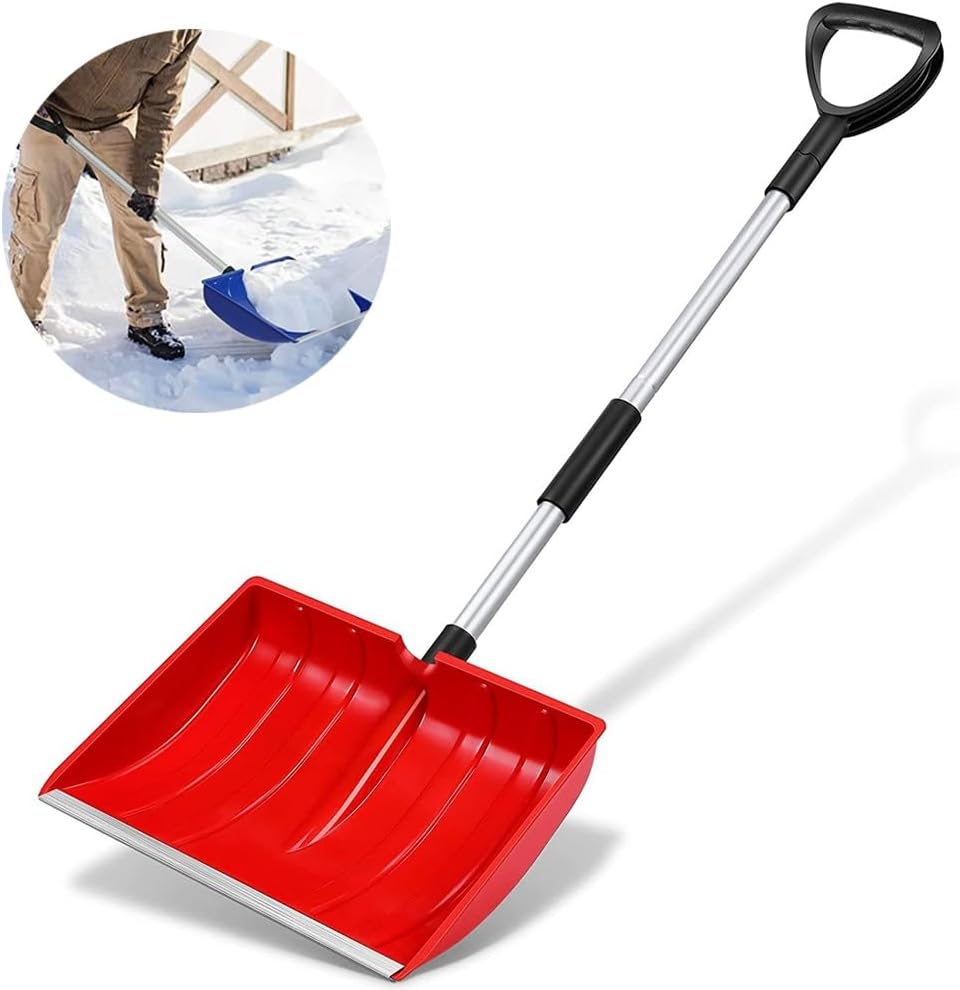 Snow Shovels, 2024 New Upgrade Snow Shovels for Snow Removal, Aluminum Portable Snow Shovel for Garden, Camping, Snowman Playing and Emergency (Size : Red)