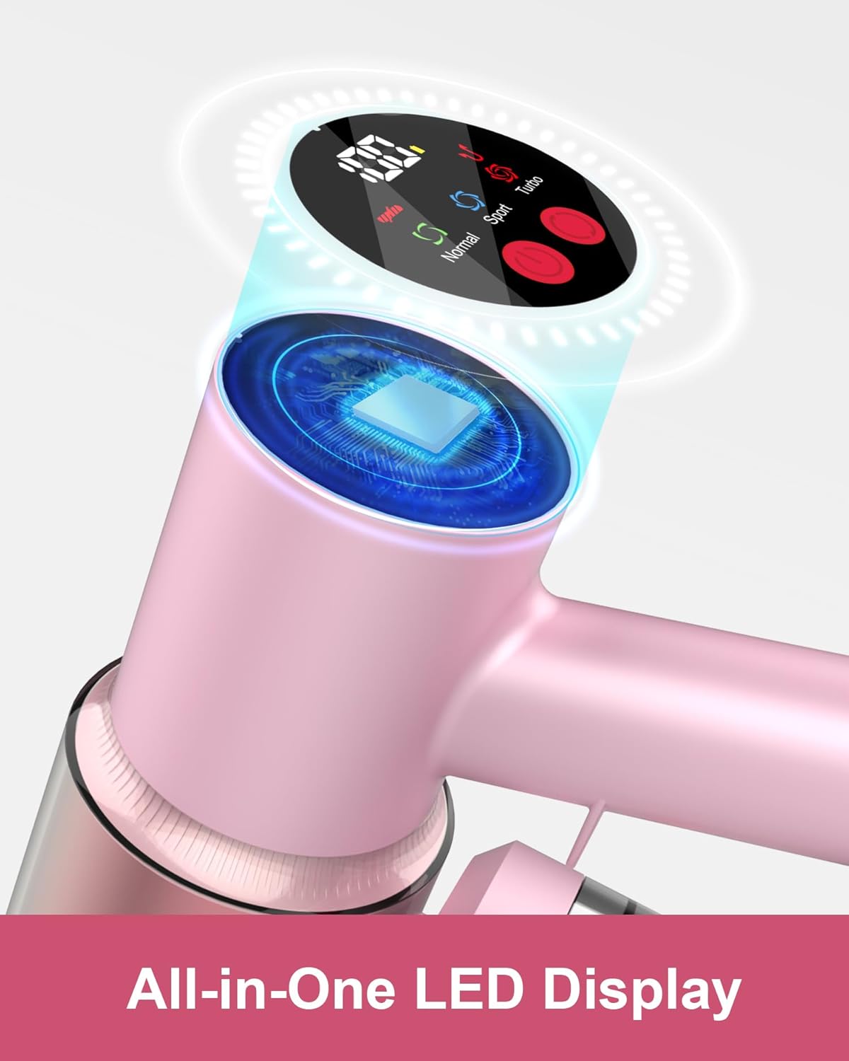 Pink Cordless Vacuum Cleaner, 550W 45KPA Turbo Suction, 60 Mins Runtime, Self-Standing with LED Display, Anti-Tangle Brush, Stick Vacuum Cleaner for Home Hardwood Floor, Carpet, Pet Hair