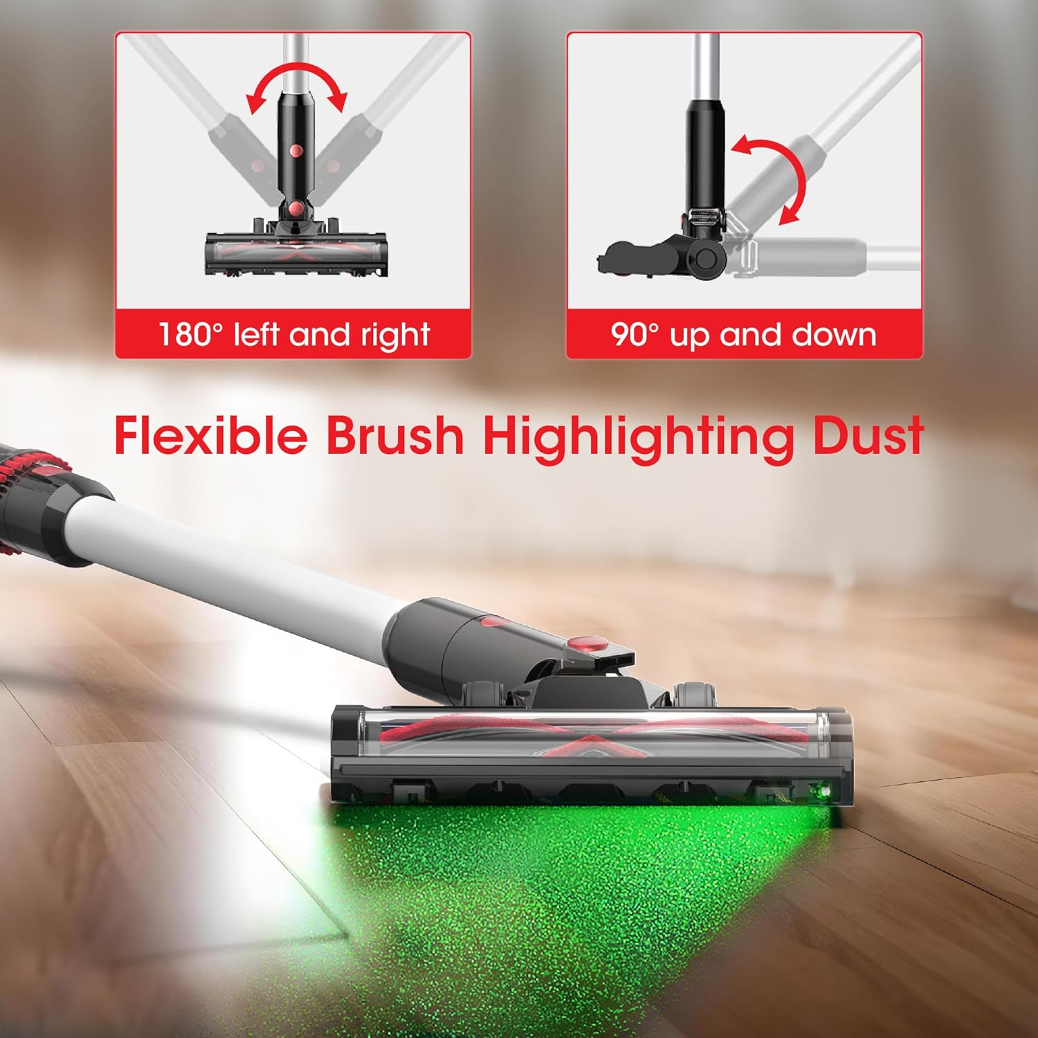 whall Cordless Stick Vacuum Cleaner, Vacuum Cleaner with Practical Multi-Functional Attachments with LED Display