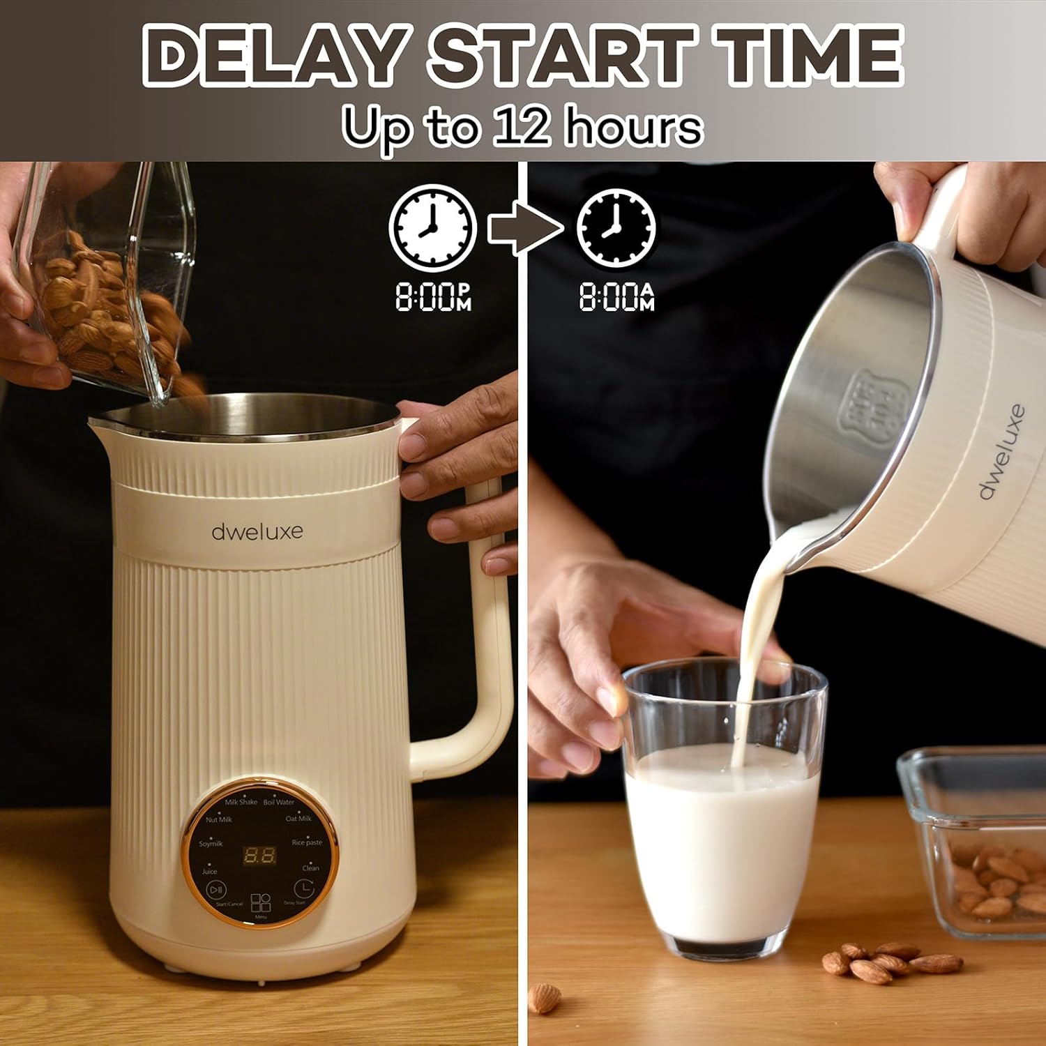 NEW Multifunctional Nut Milk Maker, 8 in 1 blender, makes almond milk, soy milk, oat milk, juice, boil water, automatic delay start/keep warm, cream/rose gold blender