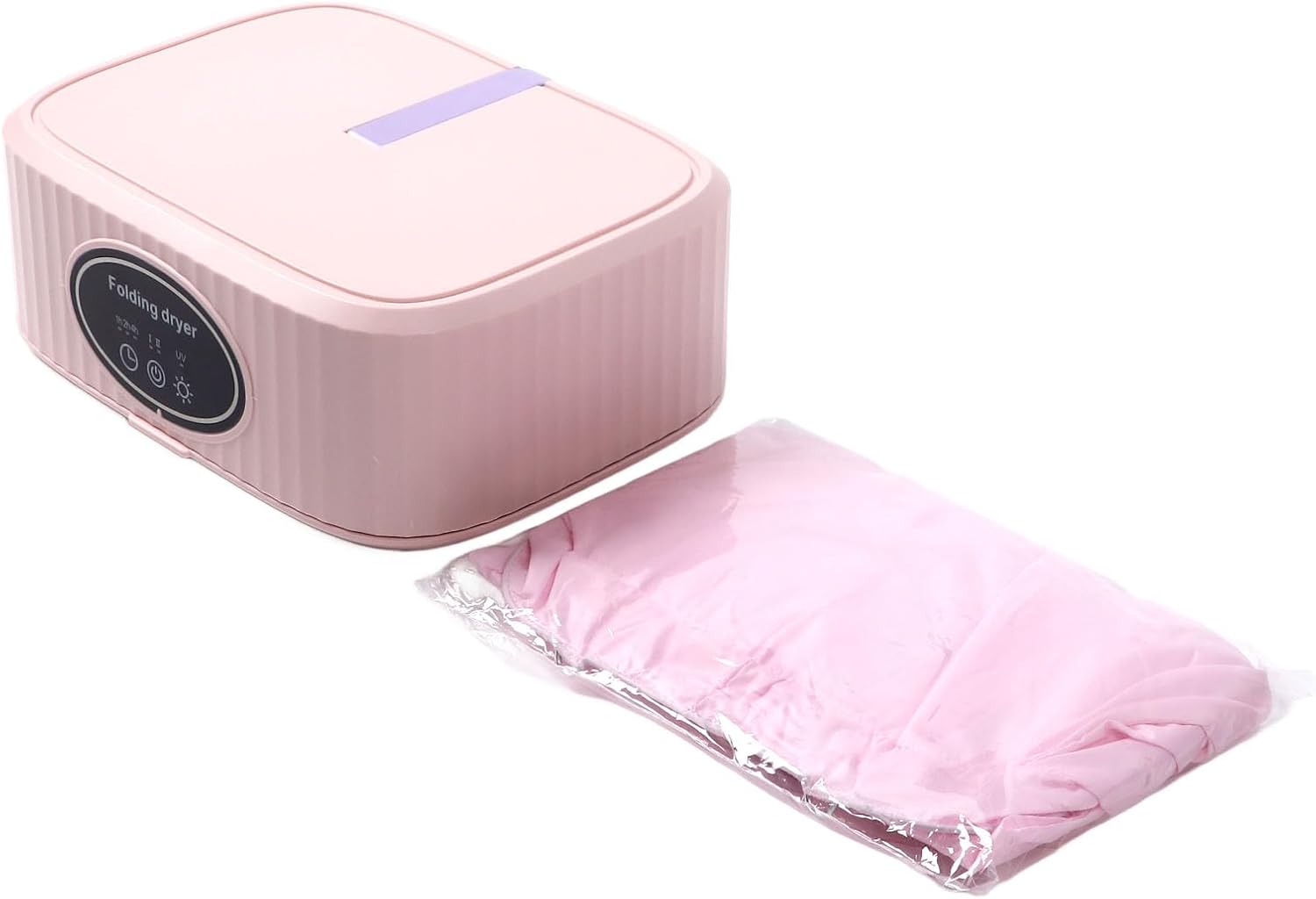 Foldable Mini Electric Laundry Dryer with Dryer Bag Timer Function Quiet US Plug 110V Portable Clothes for Light Clothes Underwear (Pink)