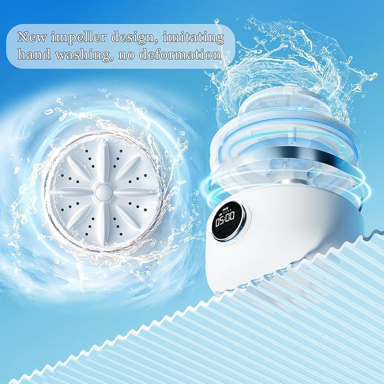 Ye02 Mini Washing Machine, Portable Cordless Underwear Washer Machine, Mini Laundry Washer with 2 Modes Cleaning for Underwear, Socks, Travel, Camping, RV