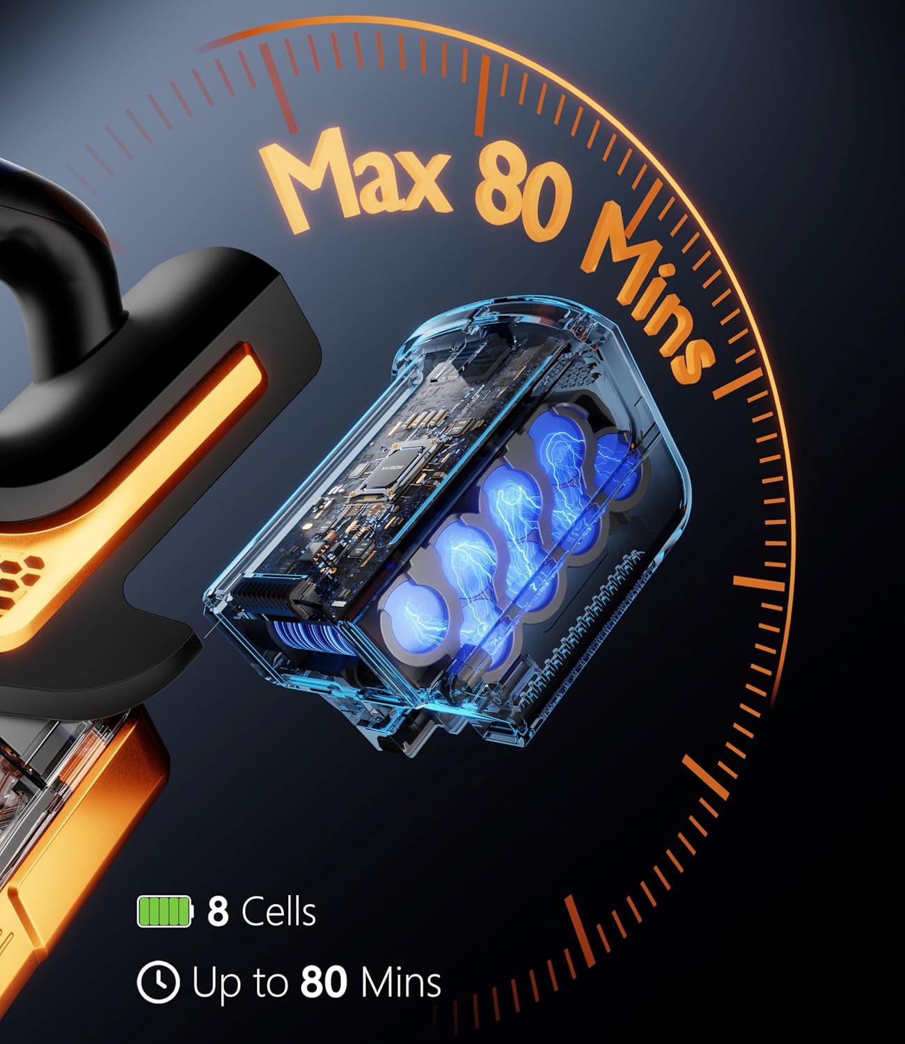 Cordless Vacuum Cleaner for Home, 45Kpa Stick Vacuum, Max 80mins Runtime, 1.5L Dust Cup, Rechargeable Lightweight Handheld Vacuum for Carpet/Hardwood Floor/Pet Hair/Car (Sunset Orange)