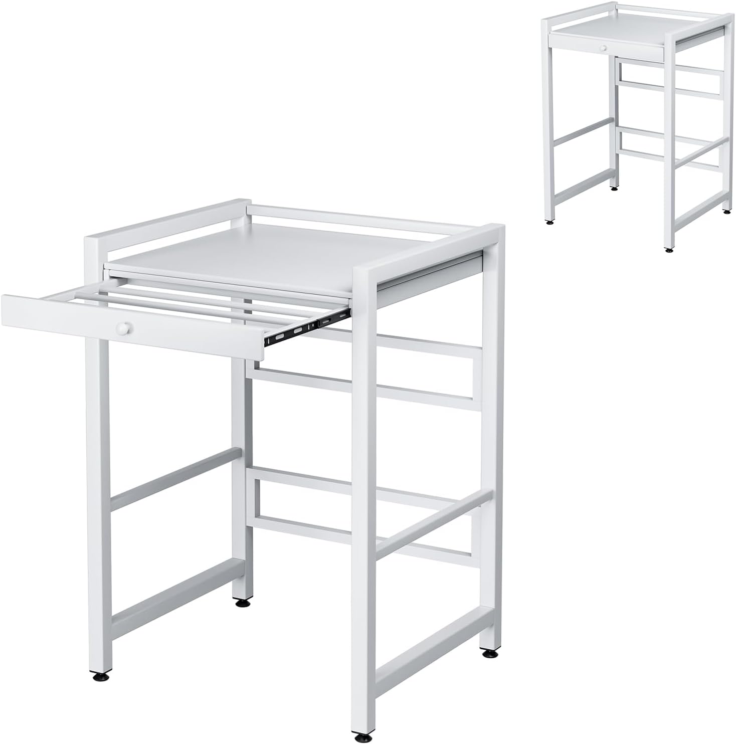 Washer and Dryer Stand, Dryer Stacker Rack with Pull Out Drying Rack, Stackable Shelf for Laundry Room, Bathroom, Heavy Duty, Height Adjustable, 660lbs Capacity White 1