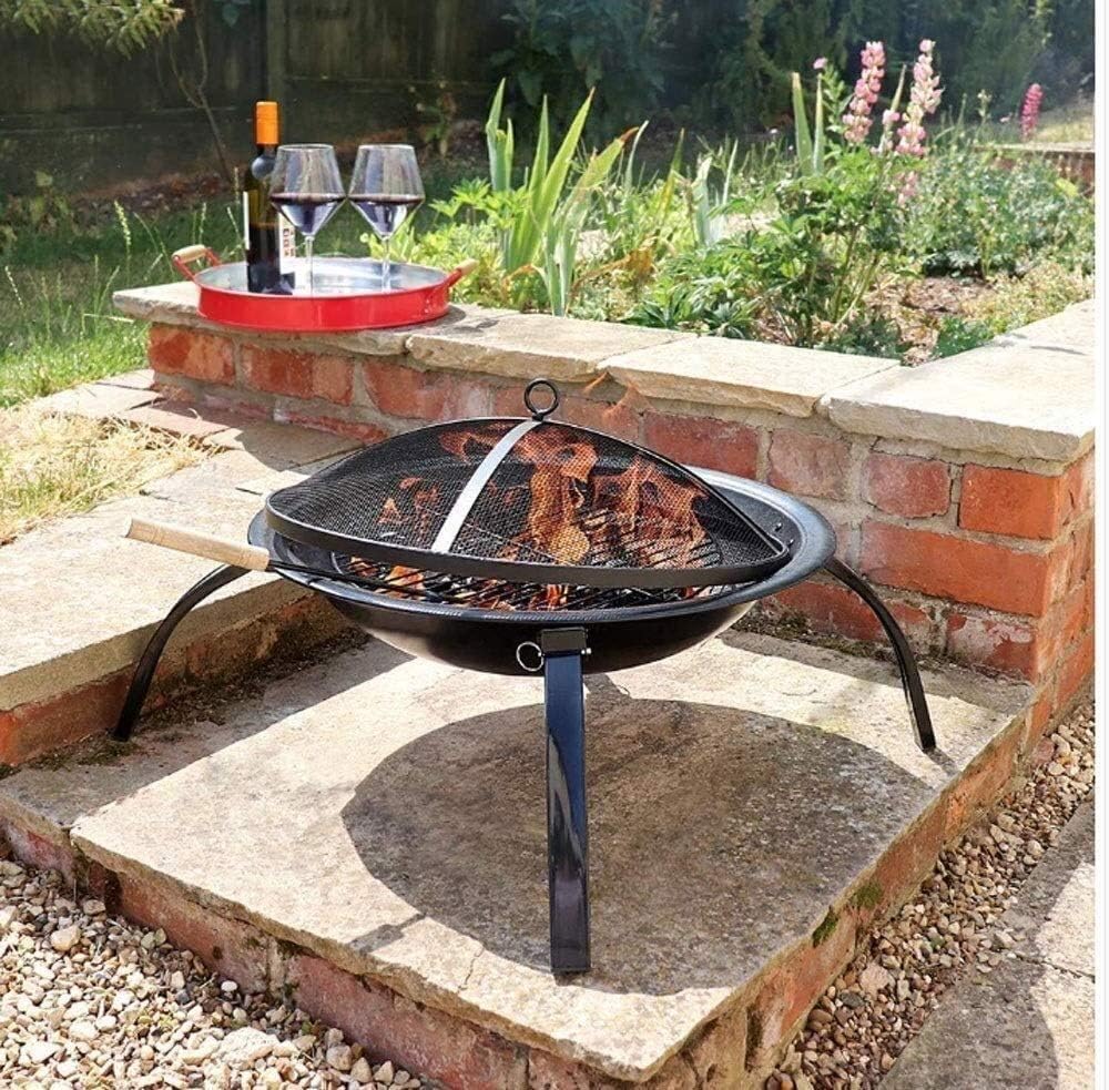 Fire Pit Fire Pits Outdoor Wood Burning Outdoor Fire Pit, Portable Heater 56Cm Diameter BBQ Firepit Bowl