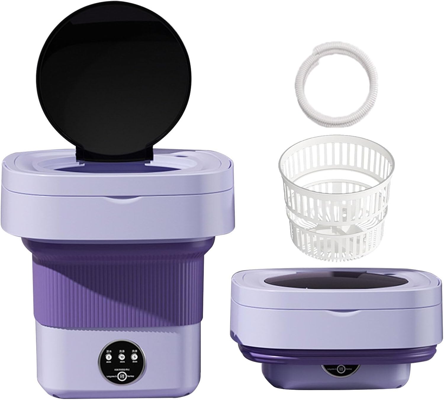 Portable Washing Machine, Foldable Mini Washing Machine and Spin Dryer Large Capacity Mini Washer Small Foldable Bucket Washer Suitable for Apartment Dorm,Travelling，Best Gift Choice -PURPLE