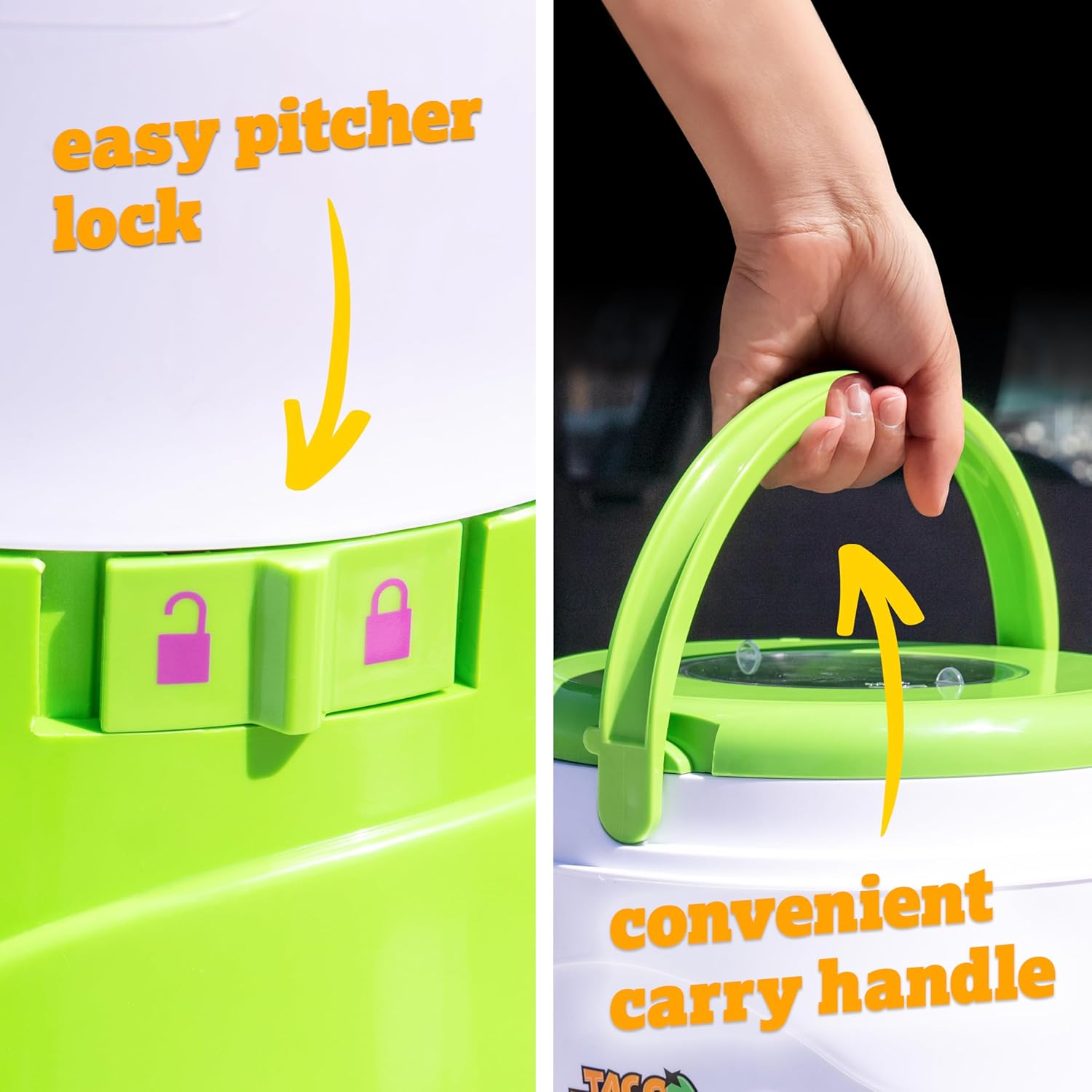 Nostalgia Taco Tuesday Tailgator Margarita Machine - Blender for Smoothies, Margaritas, Daiquiris, and Slushies - White/Lime Green - 128-Ounce - 10