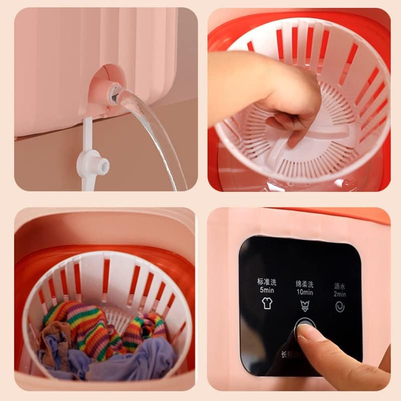 Portable Washesing Machine,Foldable Mini Washesing Machine,6L Lidacity for RV Travel and Dorm Use Home Small(S-Pink)