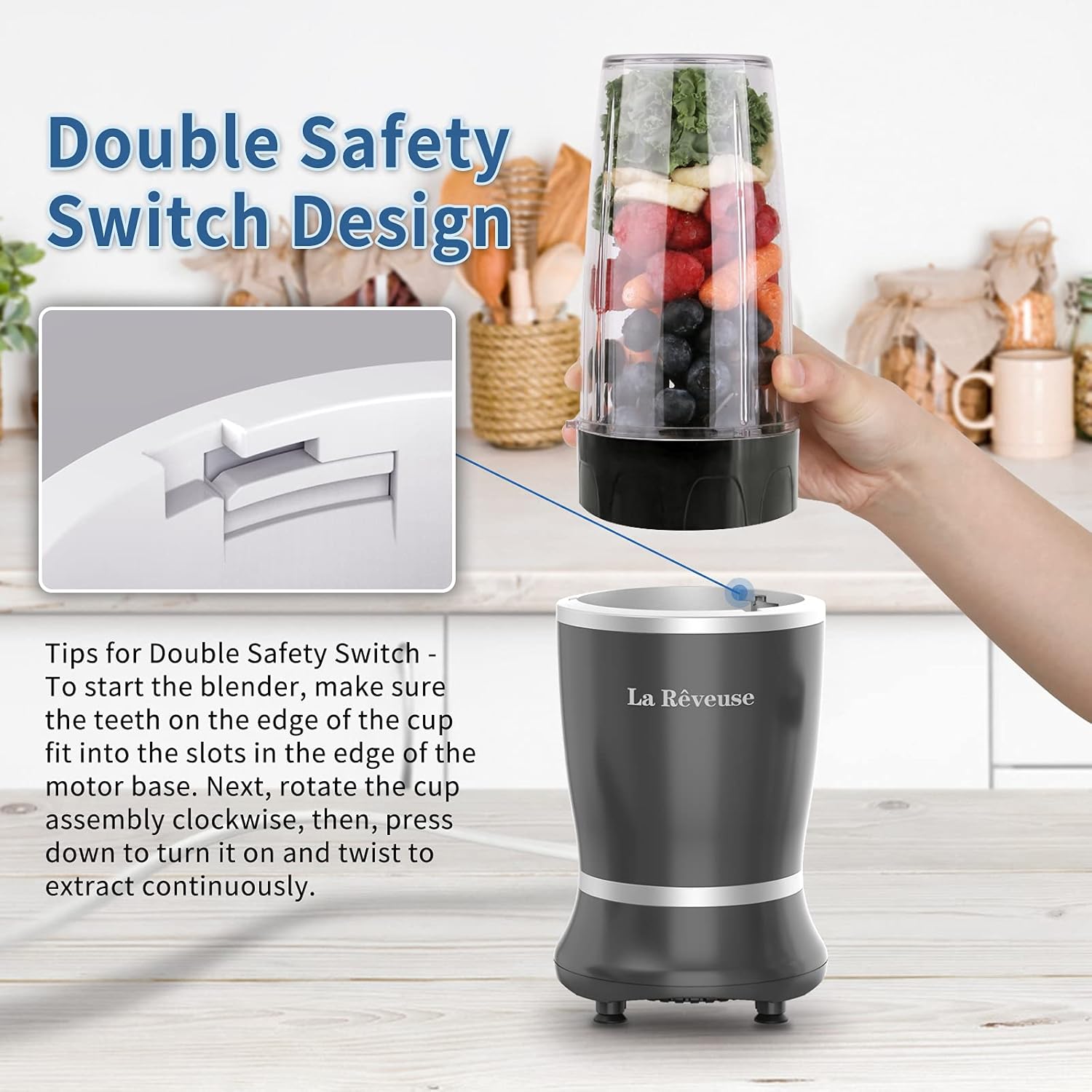 La Reveuse 250W Smoothie Blender (Black) + La Reveuse Small Food Chopper (Silver)