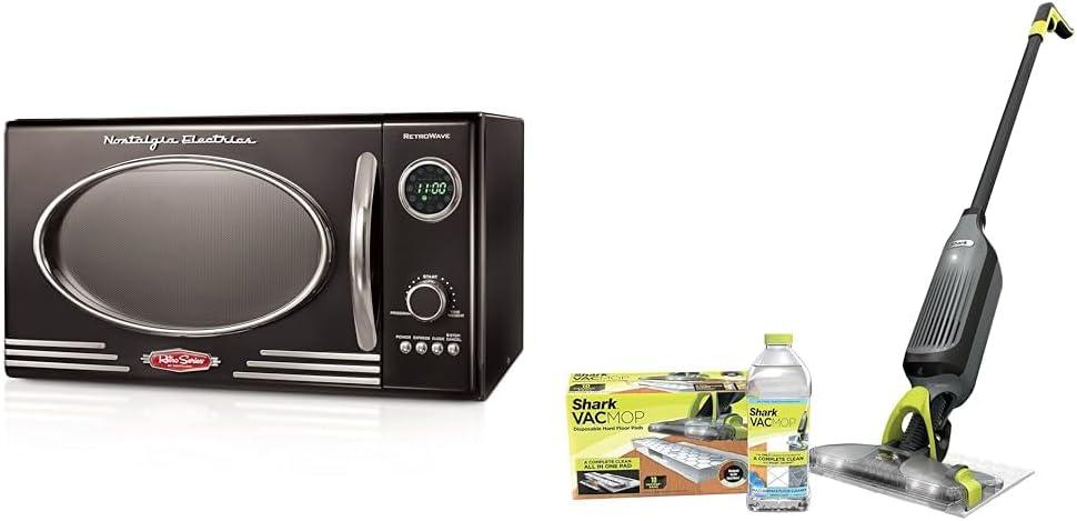 Nostalgia Retro Countertop Microwave Oven - Large 800-Watt - 0.9 cu ft & Shark VM252 VACMOP Pro Cordless Hard Floor Vacuum Mop with LED Headlights