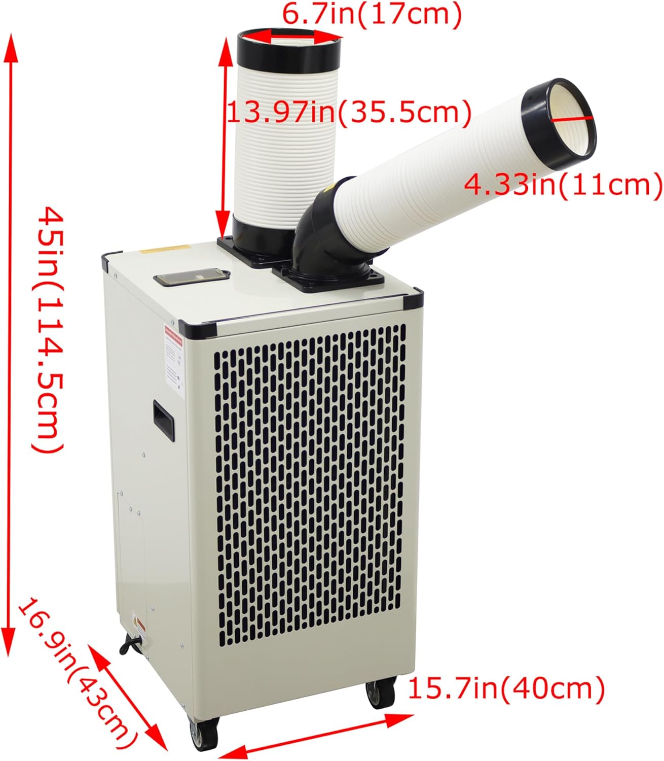 Industrial Air Conditioner 9180 BTU/h Outdoor Indoor Spot Mobile Air Cooler 350-450m³/h Commercial Aircon 110V 1000W