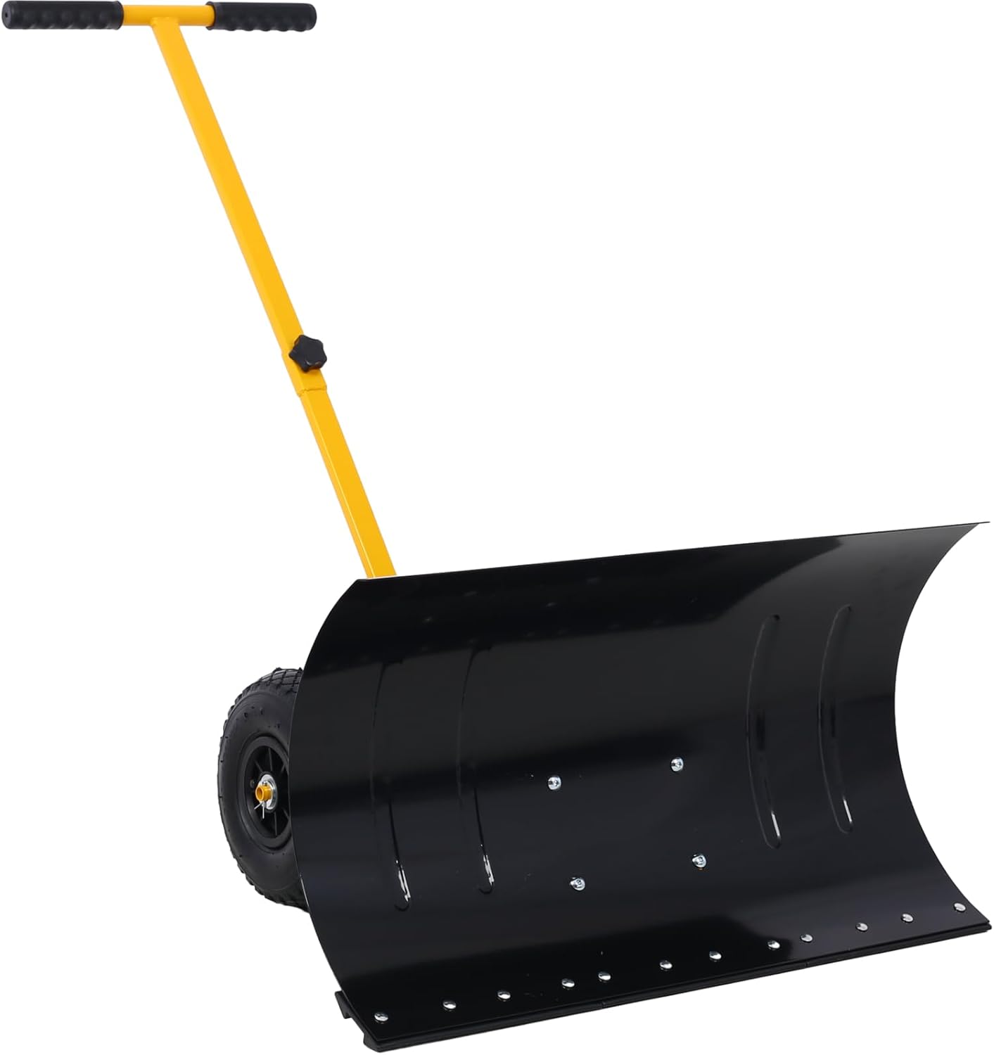 Snow Shovel with Wheels for Driveway, Snow Pusher Cushioned Adjustable Angle Handle Snow Removal Tool Heavy-Duty Snow Pusher with Wide Large Extra 29