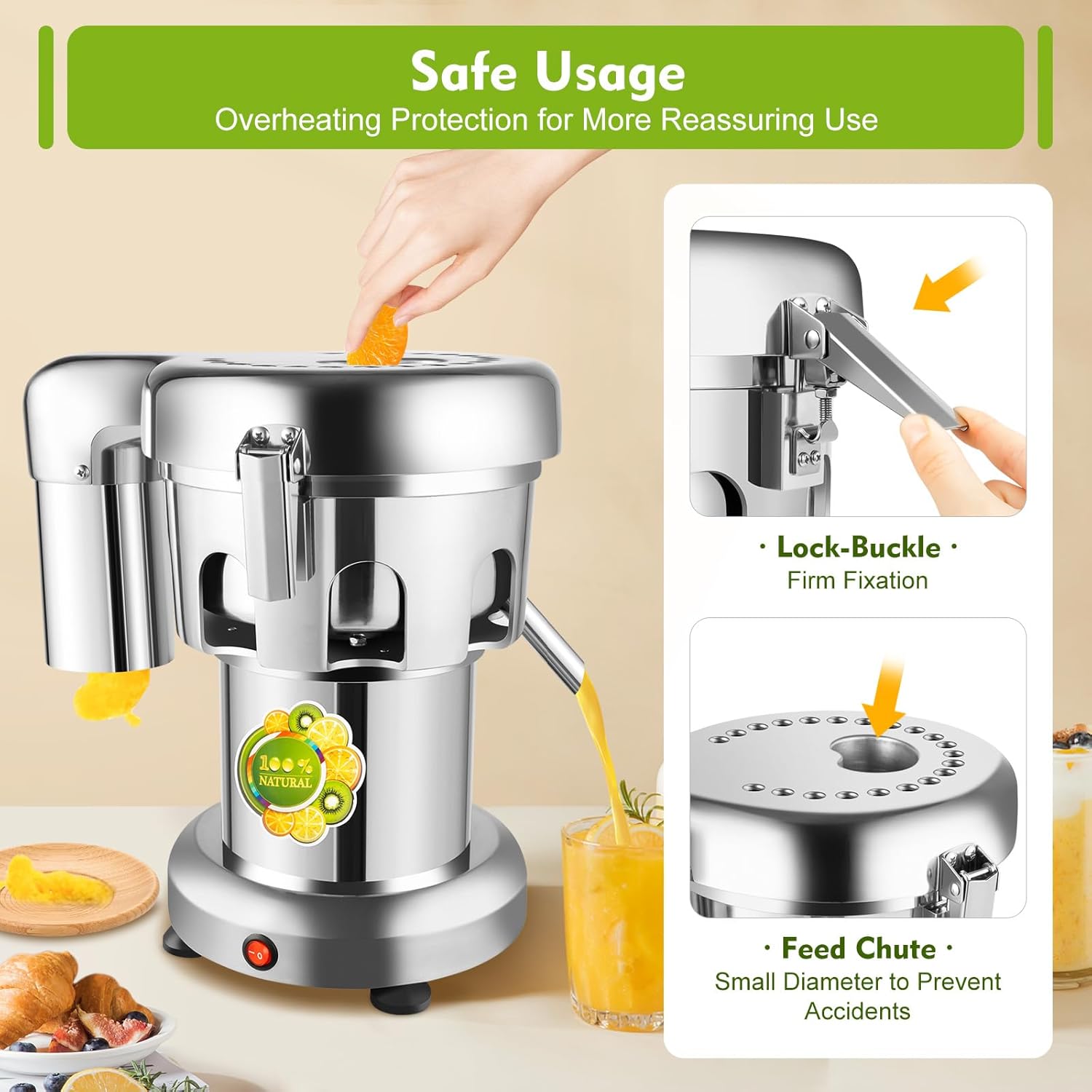 Juice Separator Juicer Machine, 110V Fruit and Vegetable Juicer for Kitchen, Slag Juice Separation, Easy Clean, Compact Design, High Efficiency, Small Appliance for Home Office Family Healthy Drinks