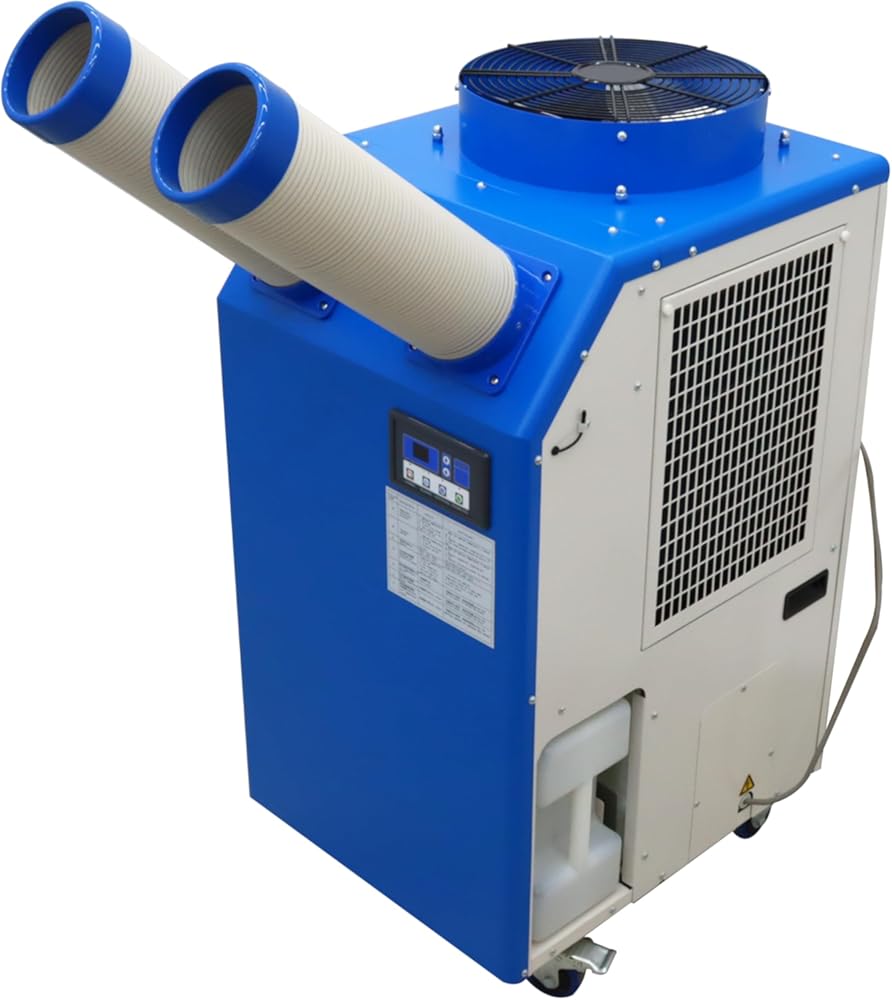 220V Industrial Portable Air Conditioner Air Flow 780m³/h with Wheels 14L Tank Double Column 1800W Commercial Spot Cooler Adjustable Outlet Ideal for Insititute Workshops Outdoor Events