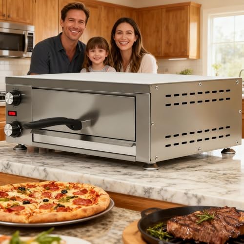 Electric Pizza Oven, Grilled steak, baked with Timer Stainless Steel Pizza Baker, Indoor, Countertop, Commercial pizza maker, for Home Pizza Cooker, 50-340℃