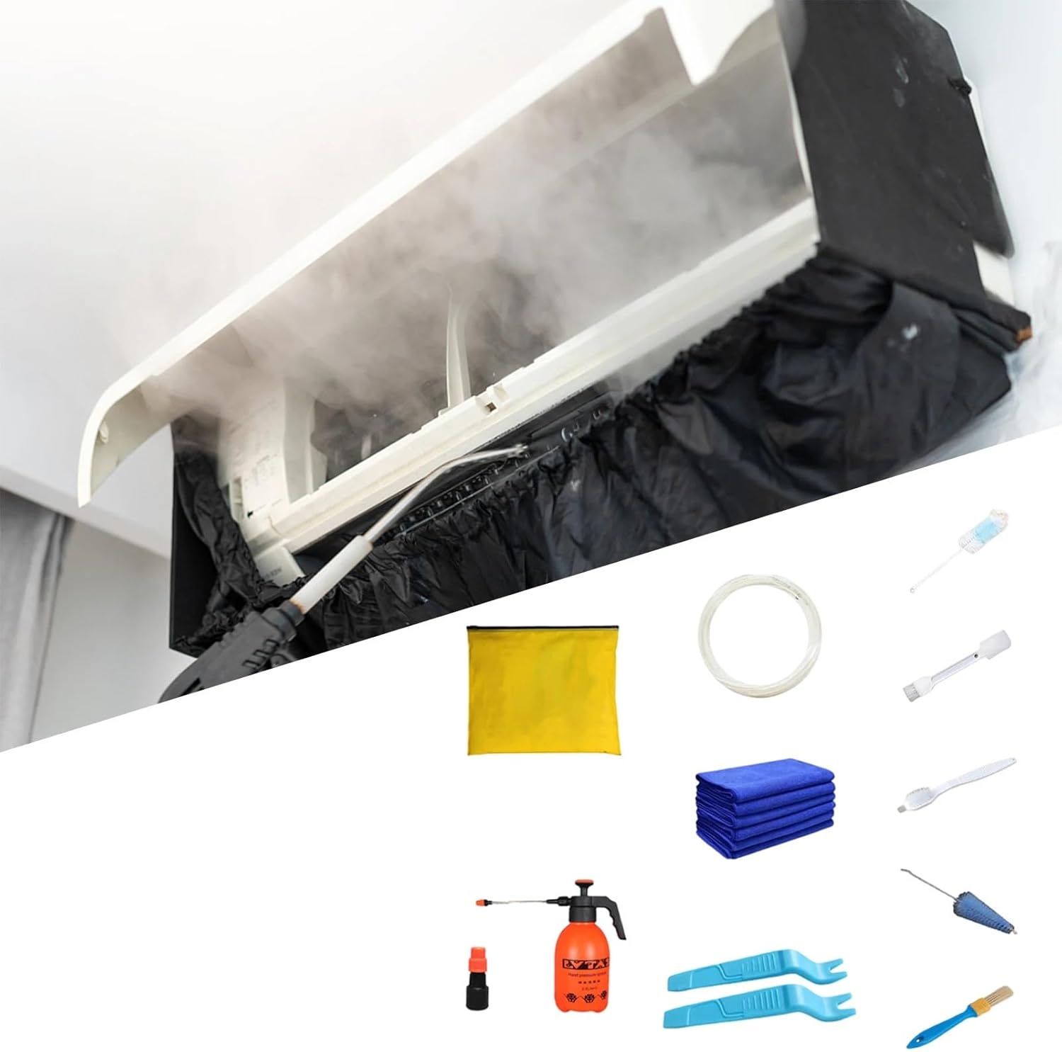 Air Conditioner Cleaning Cover Kit With Clean Tools: 118cm Waterproof Dust Protection Bag For Air Conditioners Cleaner Set(Motherboard,98cm)