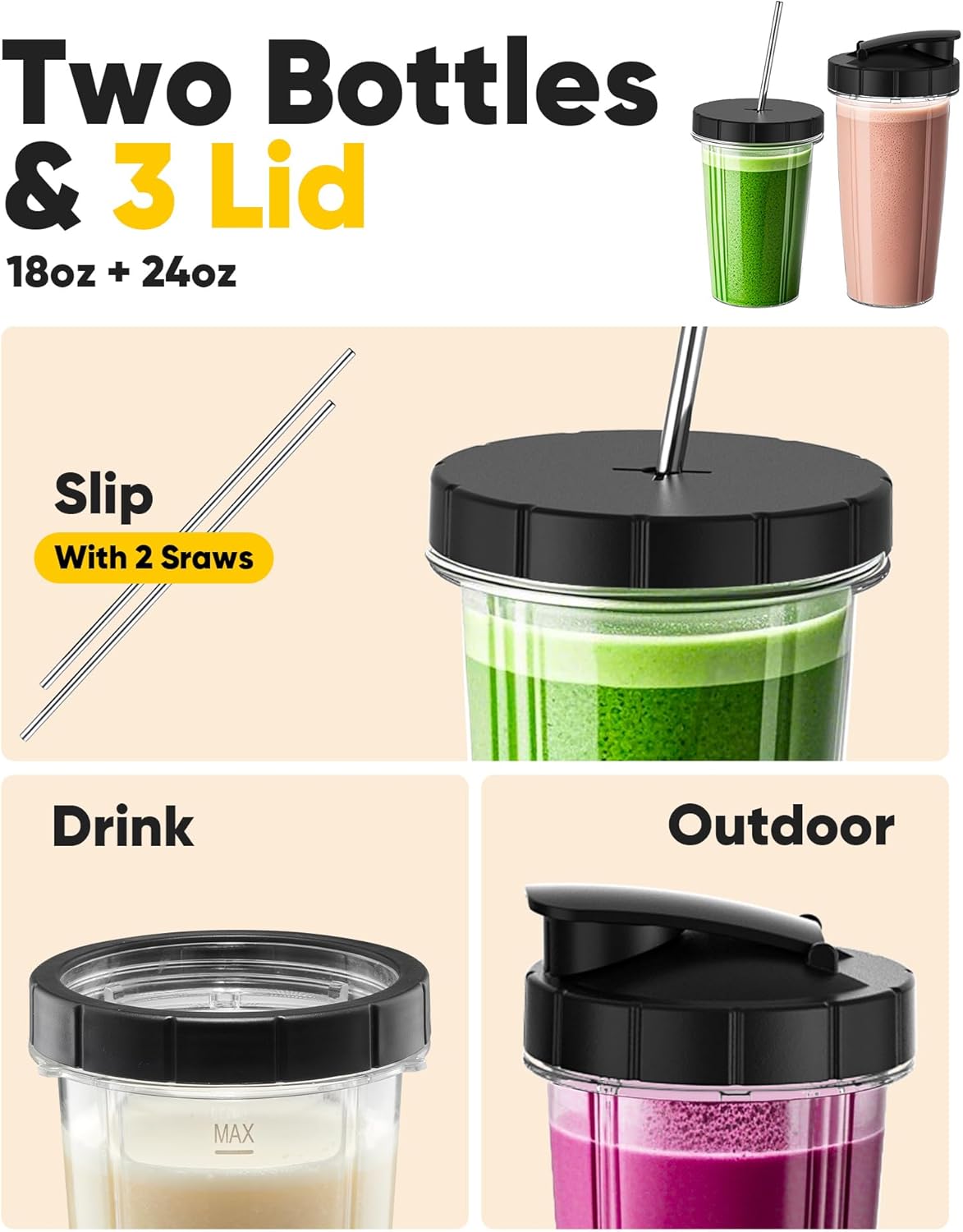 11-in-1 Smoothie Blender, Personal Blender Margarita Machine with 1200-Watt Base, for Smoothies, Ice and Fruit