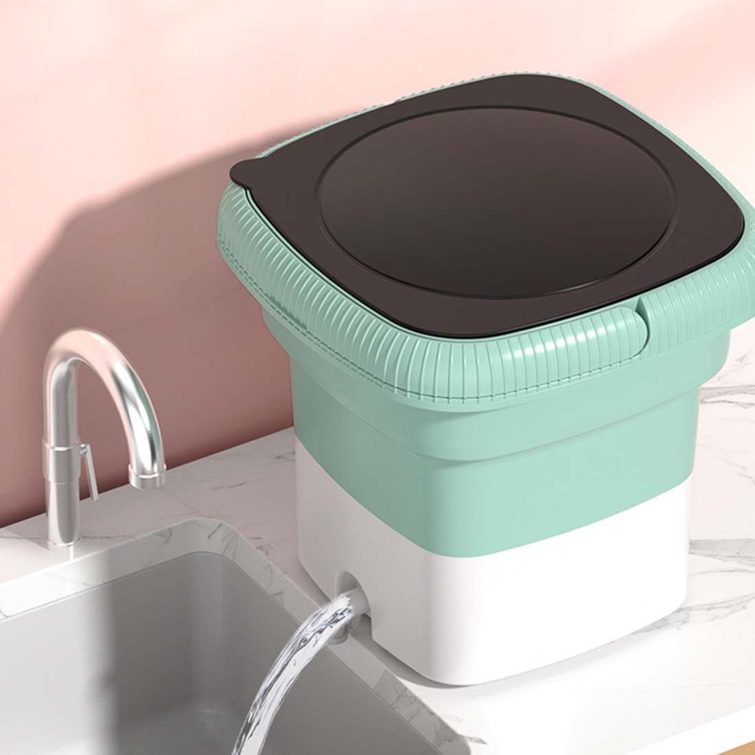 Foldable Washing Machine Mini Electric Spinner Small Cloth Washer Portable Washing Machine for Travel Apartment RV Camping Baby Clothes Socks Underwears