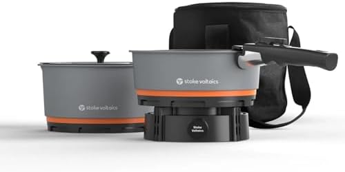 Nomad Cooking System, Electric Camping Stove 200-1000W with Pan & Pot, 120V Portable Outdoor Cooking Gear Set, Windproof Cookware for RV, EV, Overland, Vanlife, Car Camping