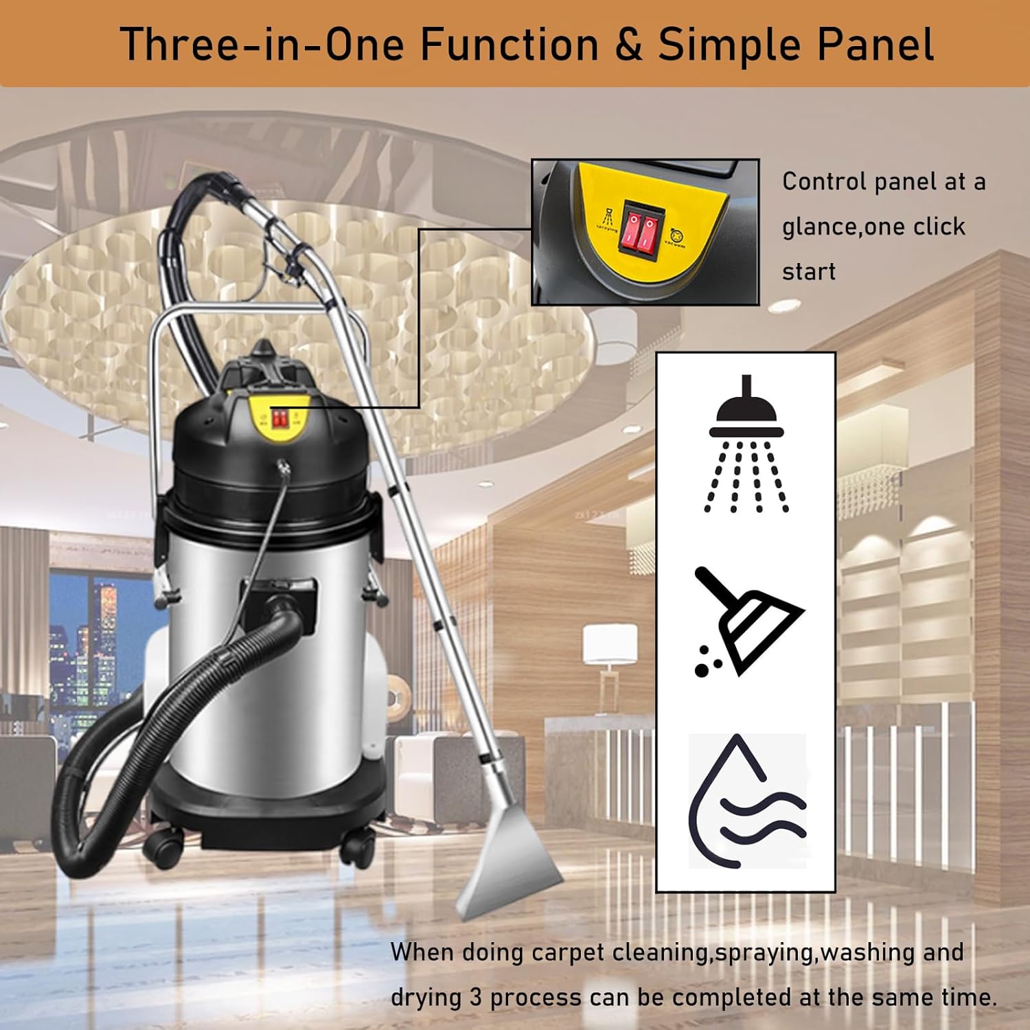 INTSUPERMAI Carpet Cleaner 40L Upright Vacuum Carpet Cleaning Machine 3 in 1 Multi-Purpose Floor Deep Cleaner Commercial Carpet Extractor Upholstery Cleaner