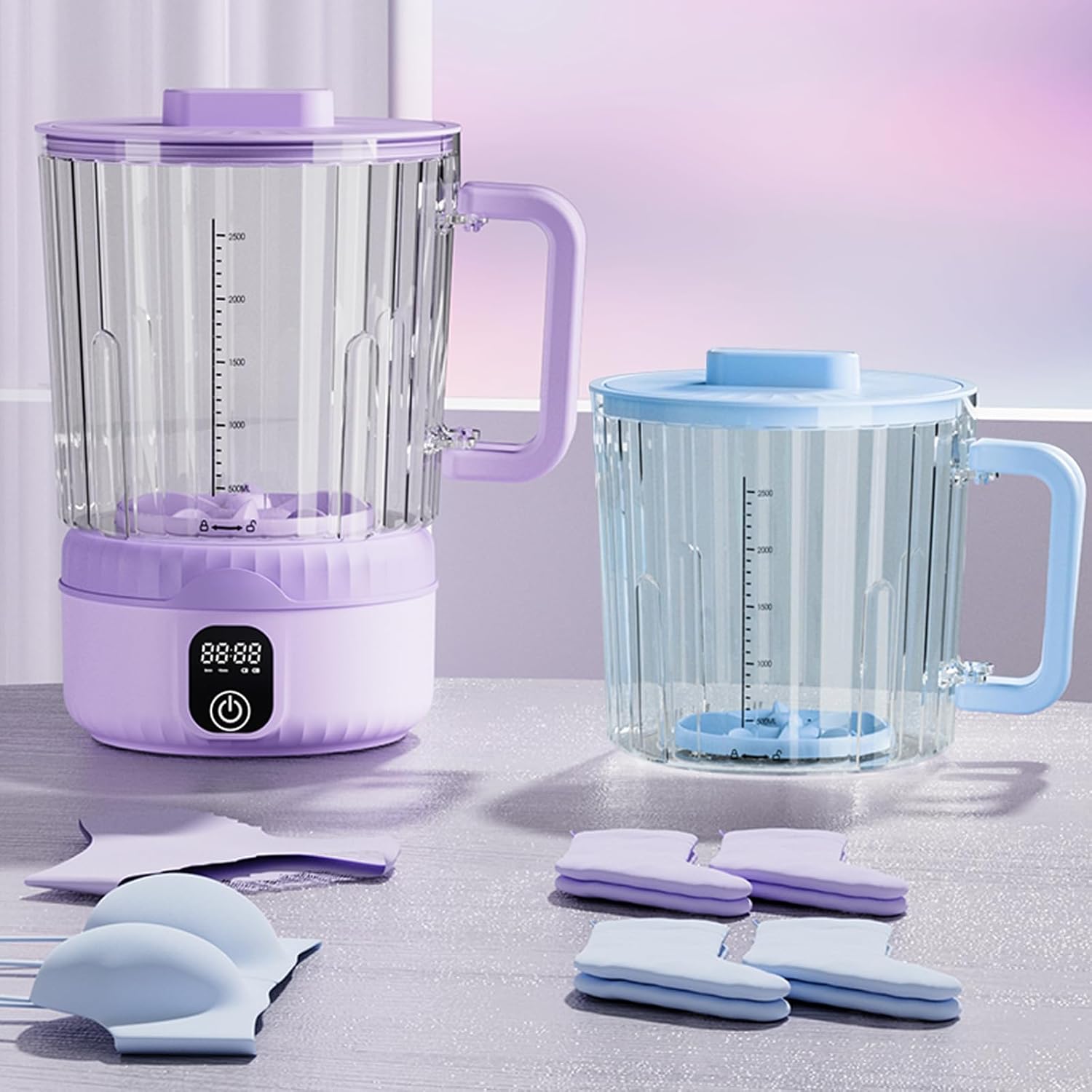 Underwear Washing Machine, Upgrade Double Bucket 2.5L Handle Portable Small Mini Washing Machine for Small Clothes, Rechargeable Travel Laundry Washer With Deep Cleaning, for Apartments, Dorms, RVs