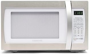 Farberware 1.3 Cu. Ft. Countertop Microwave Oven – 1100 Watts Power, Smart Sensor Auto Cook Settings, Defrost, Easy Clean and Child Safety Lock - White Platinum