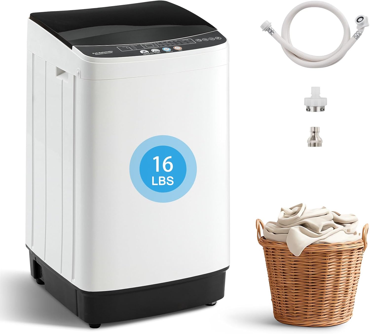 Portable Washing Machine, 16LBS Full Automatic Washer and Spinner, 10 Programs with Child Lock & Energy-Saving, Compact Laundry Wash Spin Dryer for Apartment RV Dorm Home