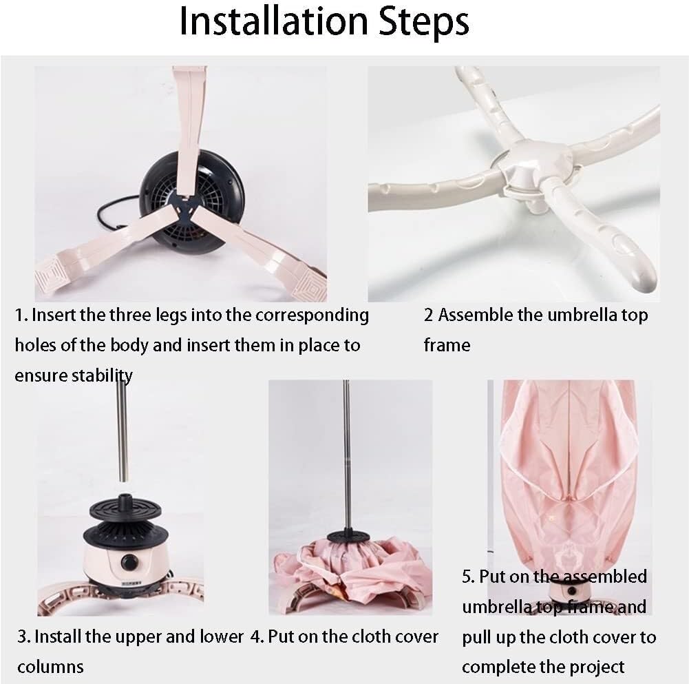 Electric Clothes Dryer, 900W Indoor Mini Clothes Dryer Machine, Portable Folding Outdoor Clothes Airer, Aluminium Alloy Large Capacity Clothes Rack(Pink)